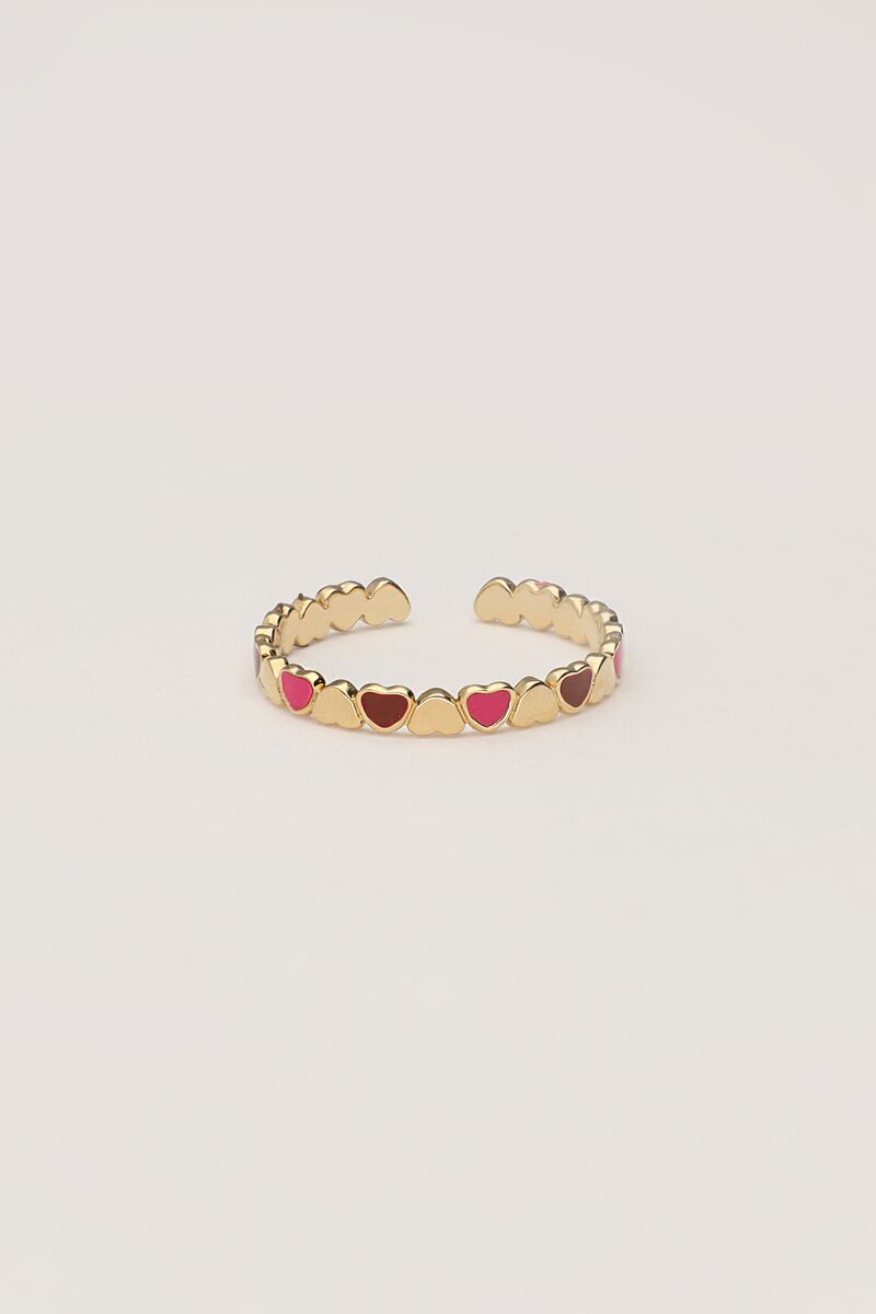 Bague vintage avec cœurs roses et rouges