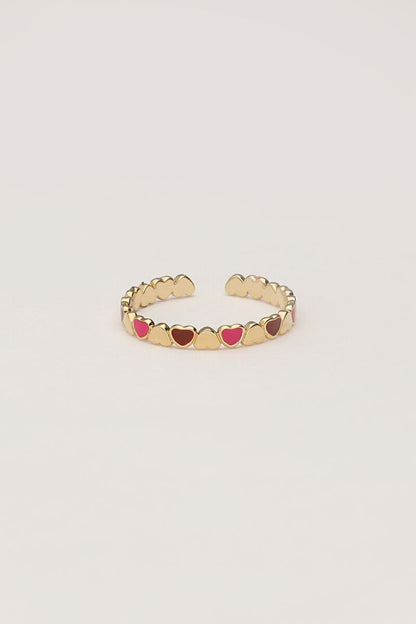 Bague vintage avec cœurs roses et rouges