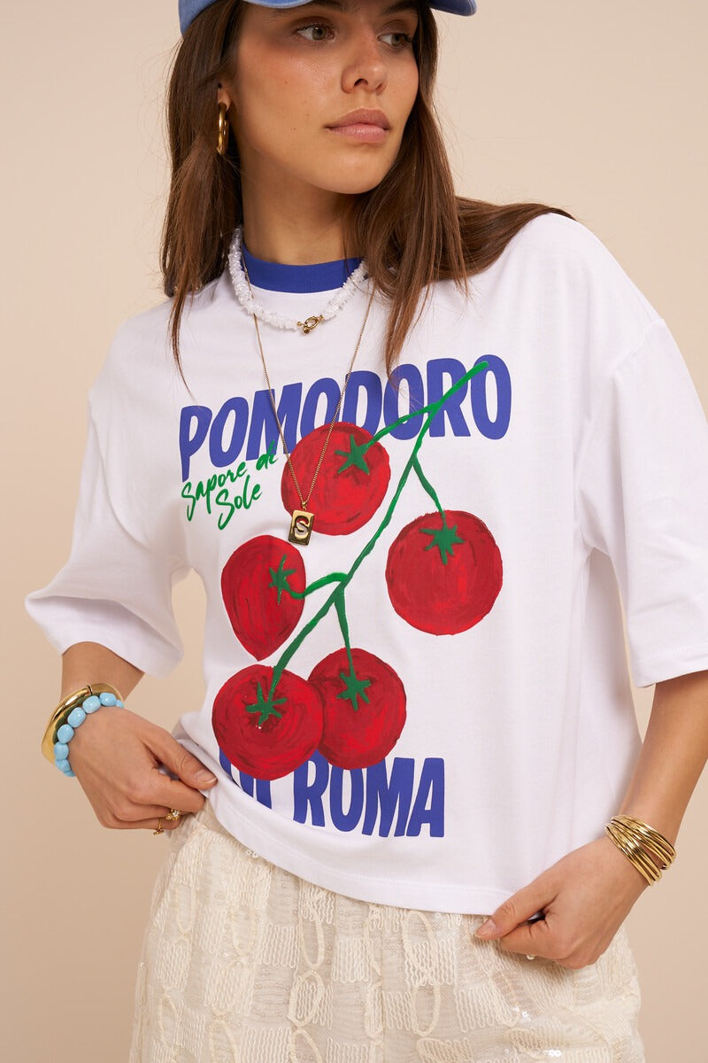 T-shirt blanc "Pomodoro di roma"
