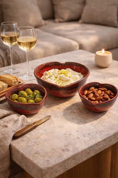 Trio de bols en coeur