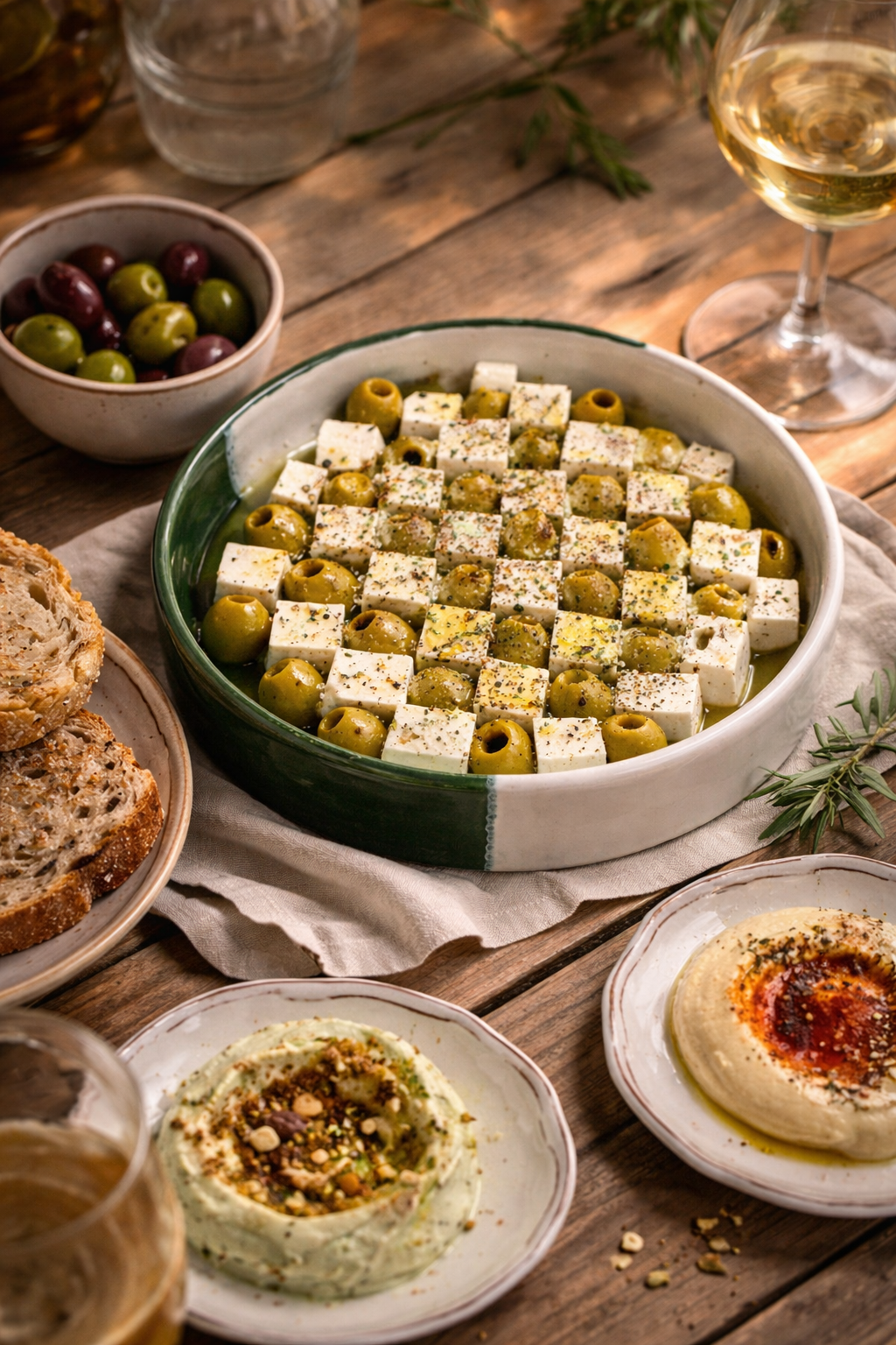 BELLA trio of white/green plates