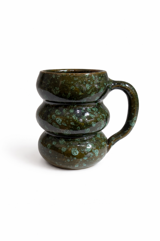 Large Mug - MICHELINA dark green with light green spots