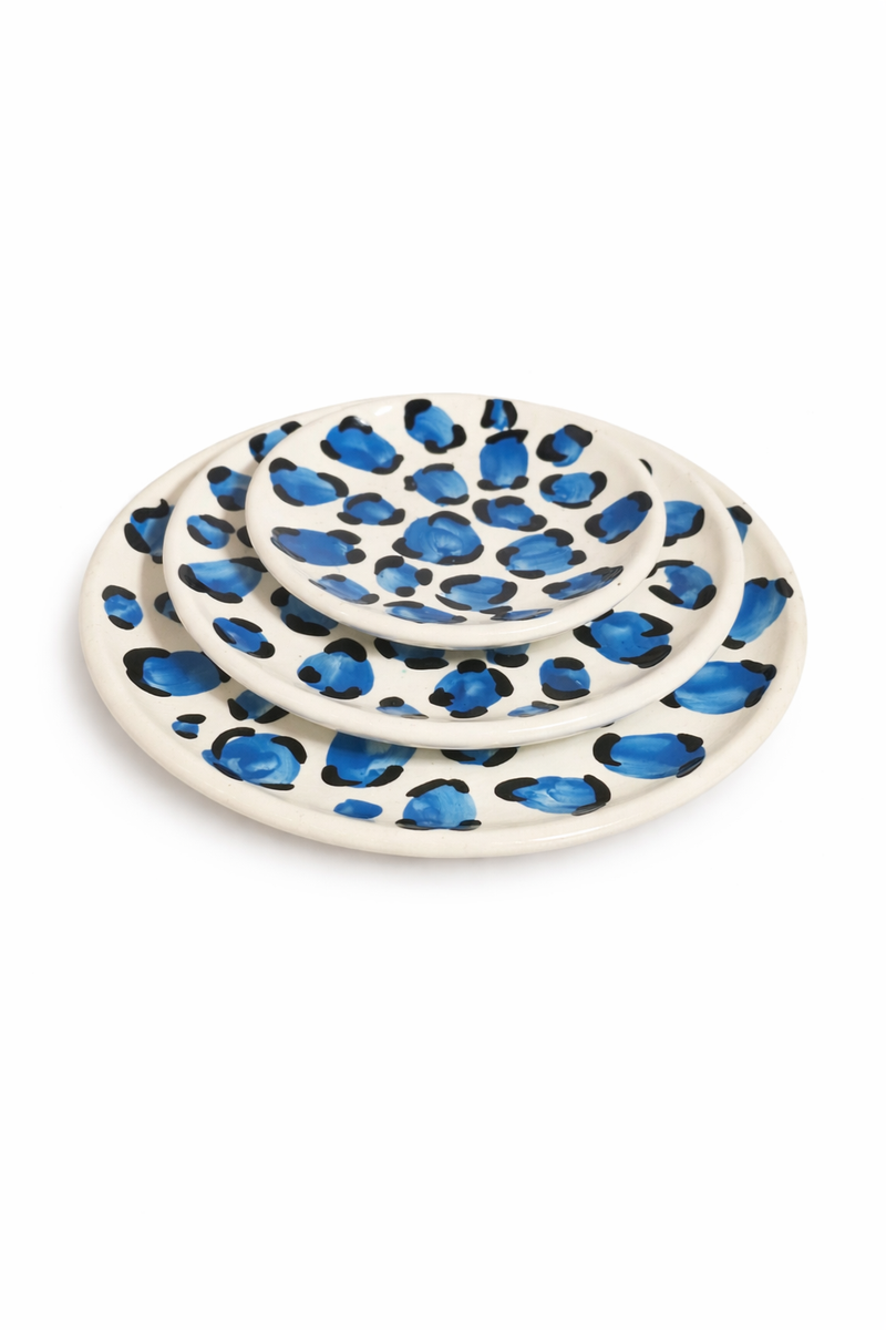 Trio d'assiettes LEO bleu