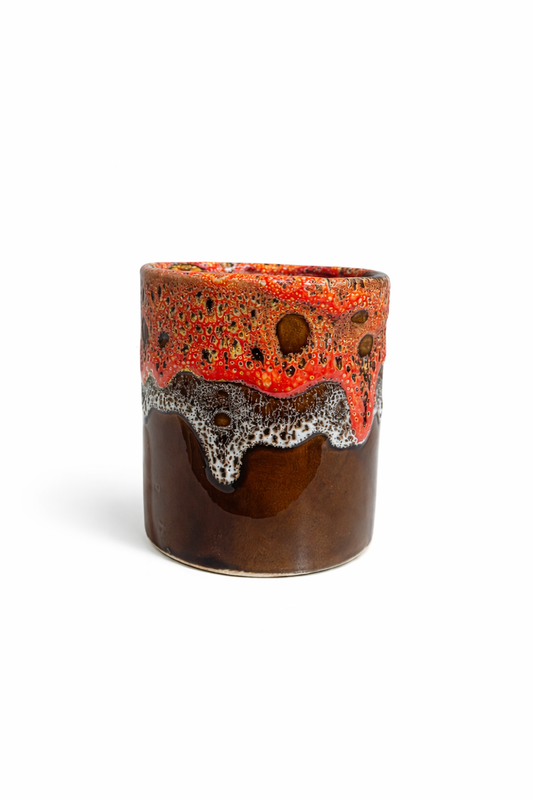 Coral two-tone enamel mug