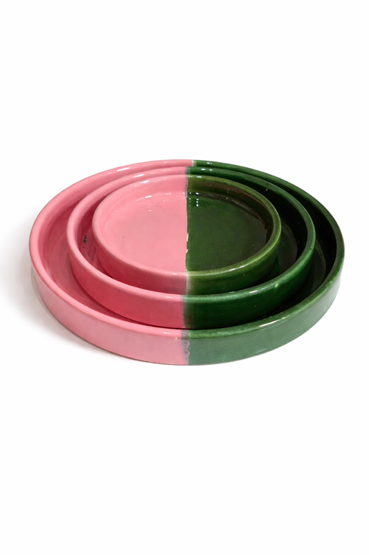 Trio d'assiettes BELLA rose/vert