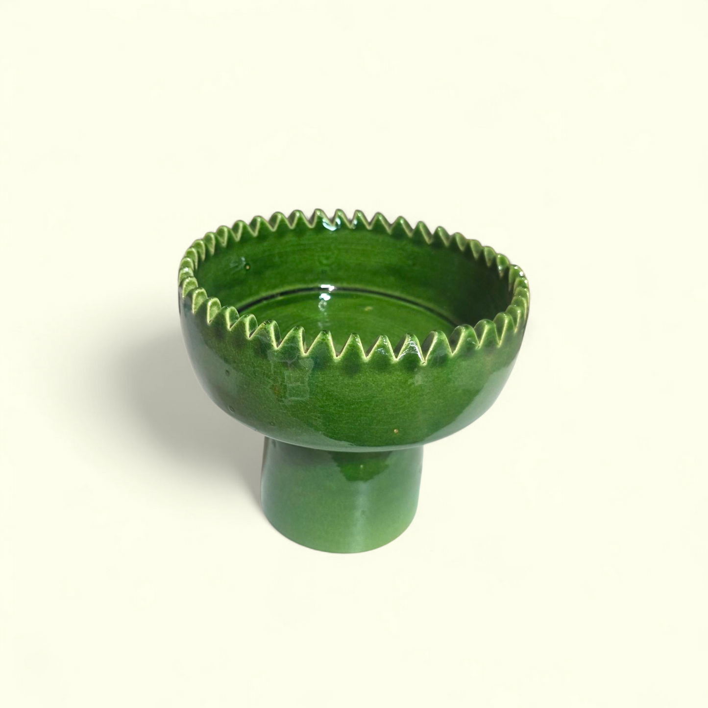 Saladier vert Tamgroute avec pied