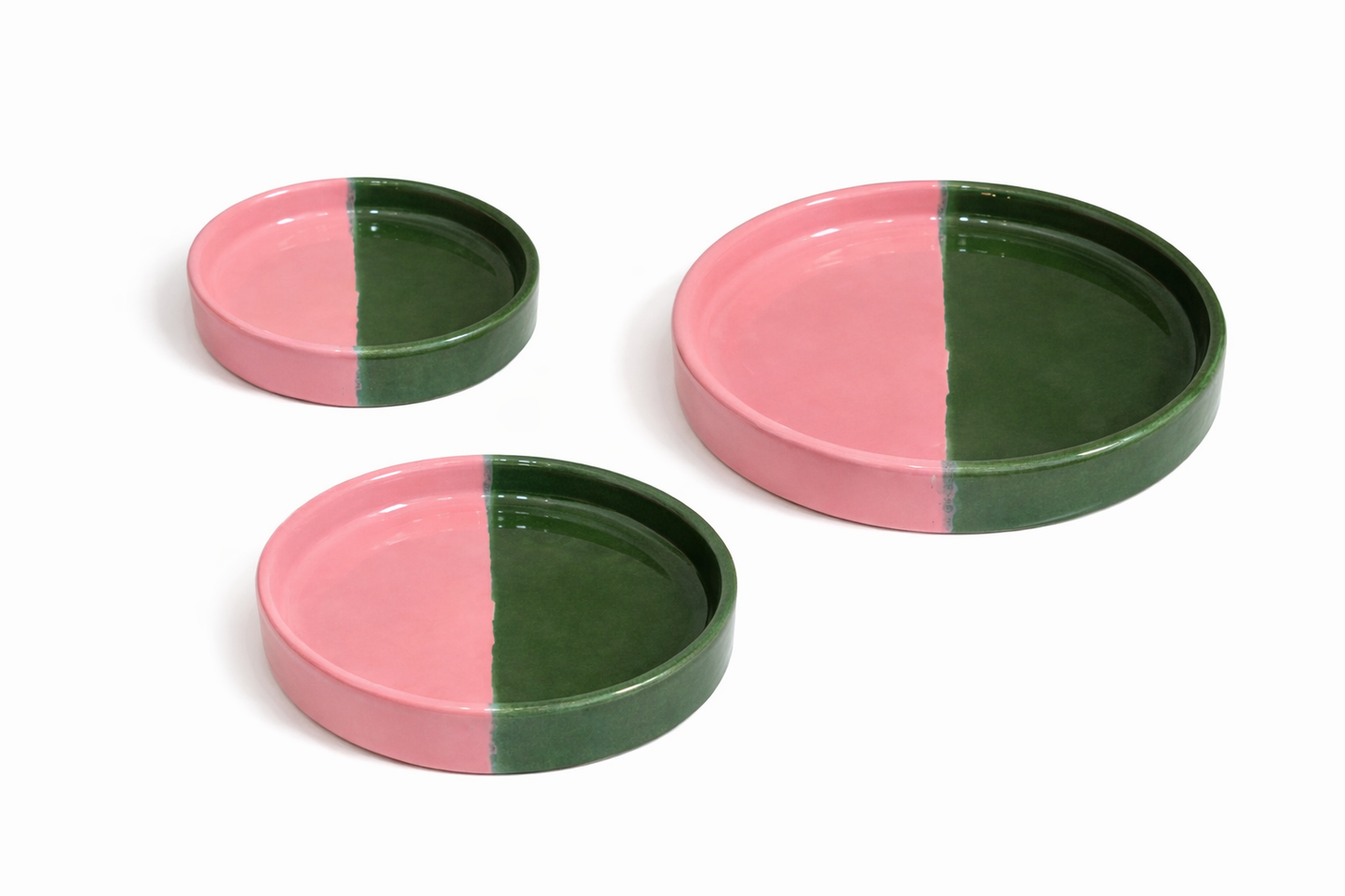 BELLA trio of pink/green plates