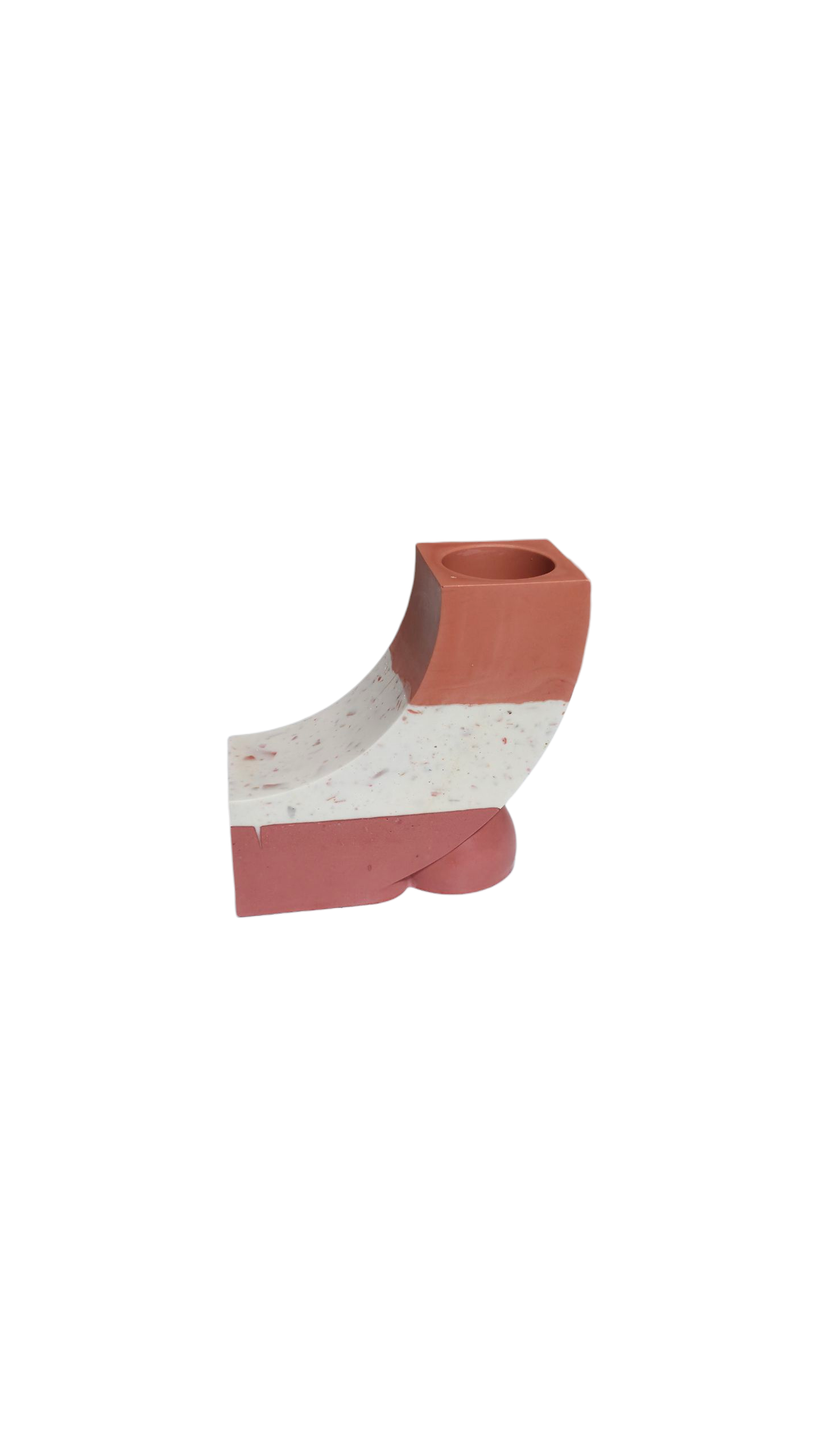 Bougeoir courbe en jesmonite – Création Moum