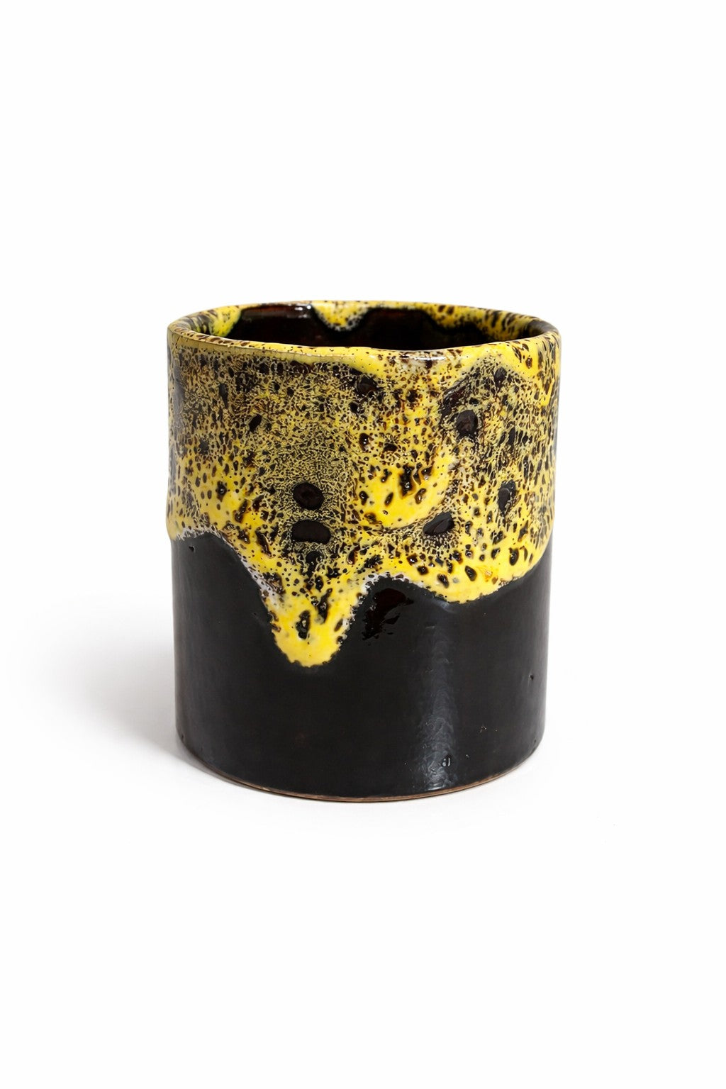 Tasse bicolore émaillée jaune