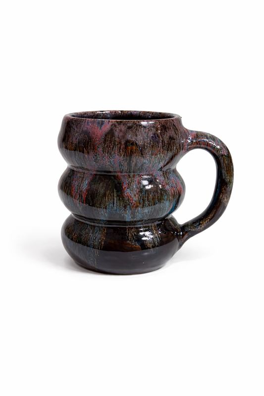 Large mug - MICHELINA tricolor pinkblue