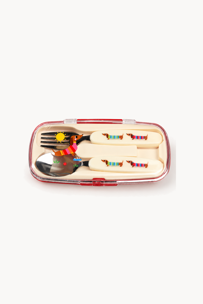 Set de couverts pour enfants - Chien Saucisse Ensoleillé