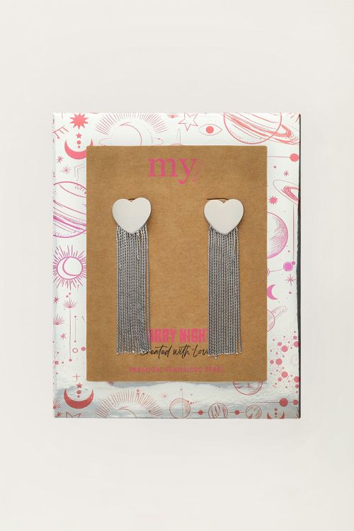 Boucles d'oreilles Starry avec cœur et cordons