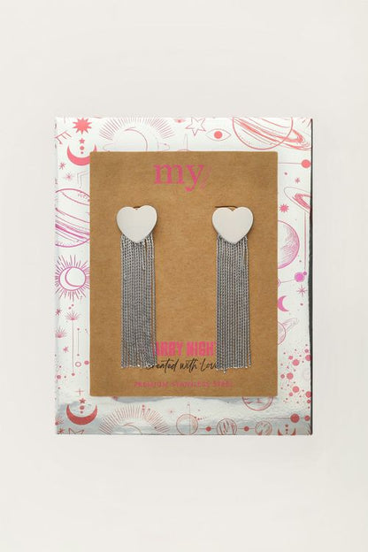 Boucles d'oreilles Starry avec cœur et cordons