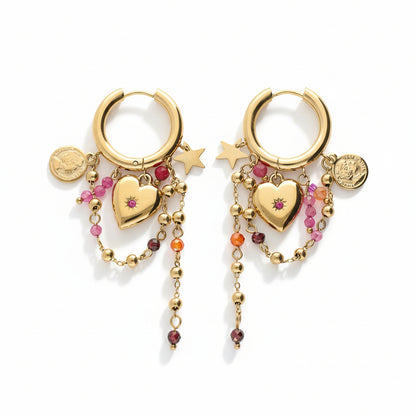 Boucles d'oreilles Starry avec cœur et perles