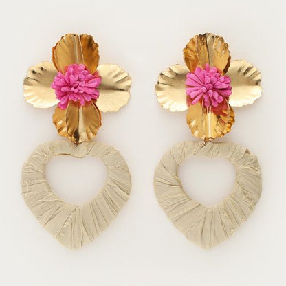 Boucles d'oreilles avec fleur et cœur