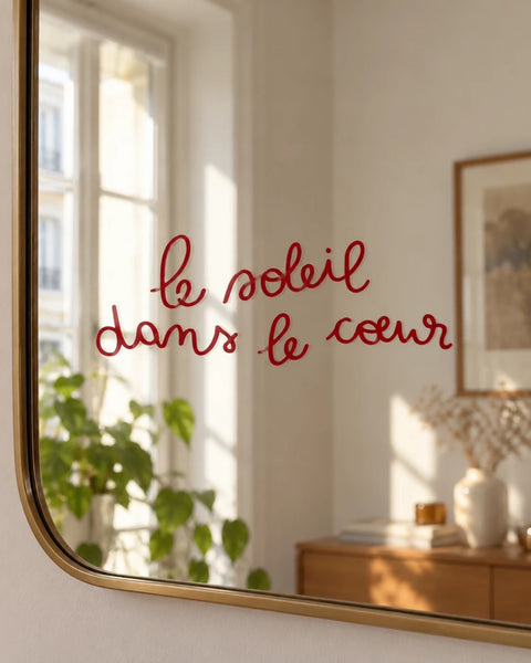 Stickers miroir - Le soleil dans le cœur (rouge)