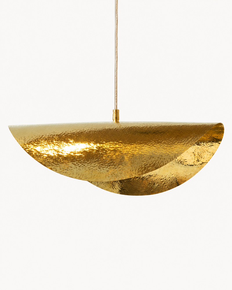 Hammered brass pendant light