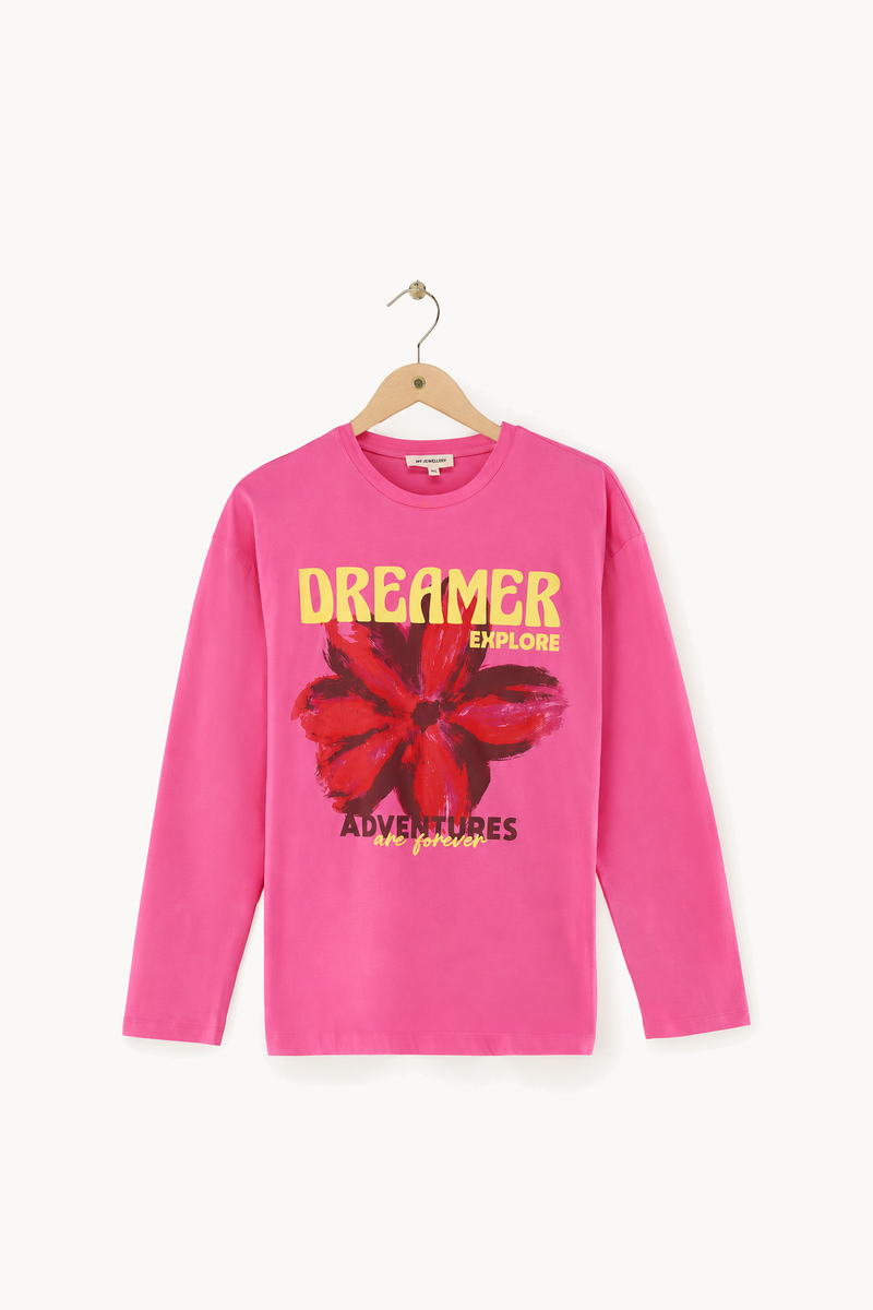 Pink "Dreamers" long-sleeved T-shirt