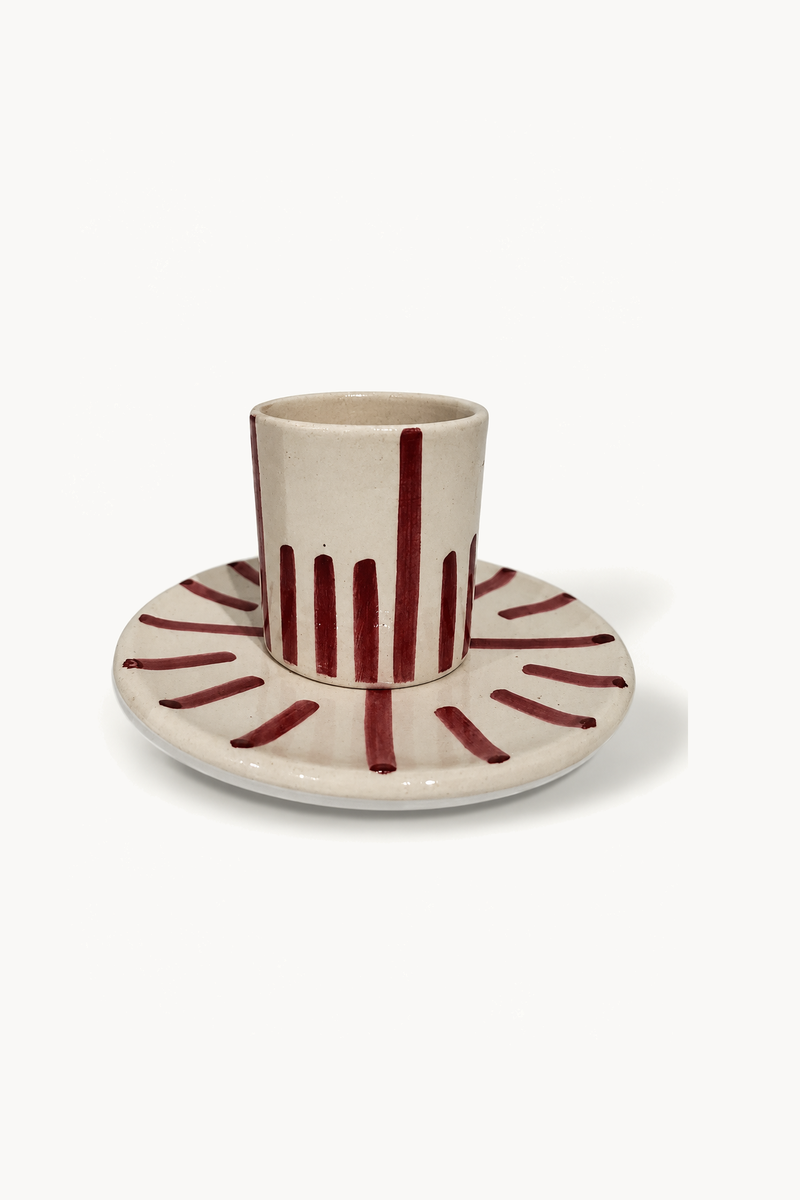 Tasse expresso - MINA, de face sur fond blanc cassé