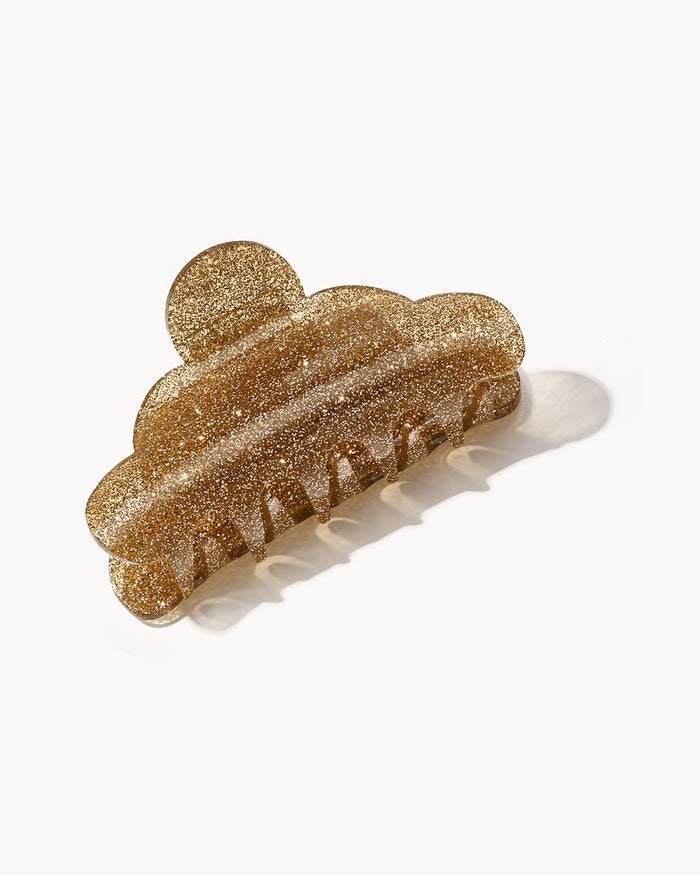 Scalloped claw hair clip with gold glitter