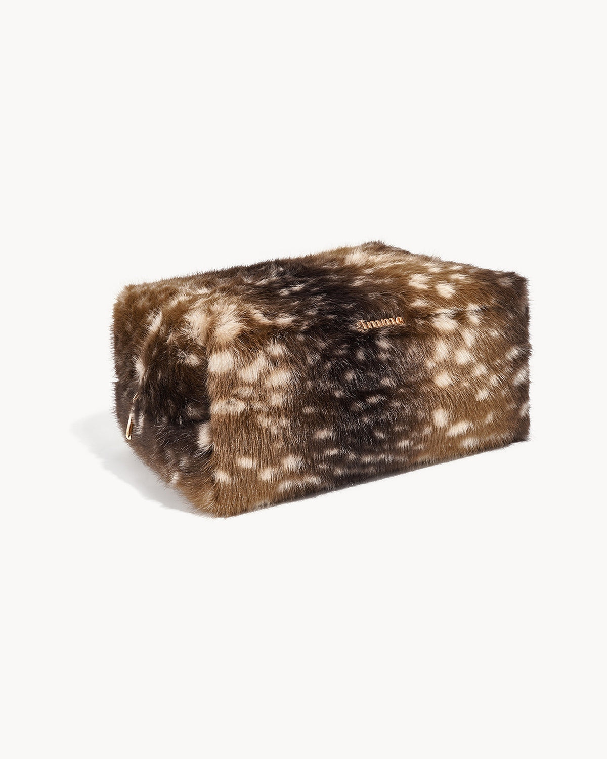 Trousse de maquillage tachetée effet fourrure — grande, de trois-quarts