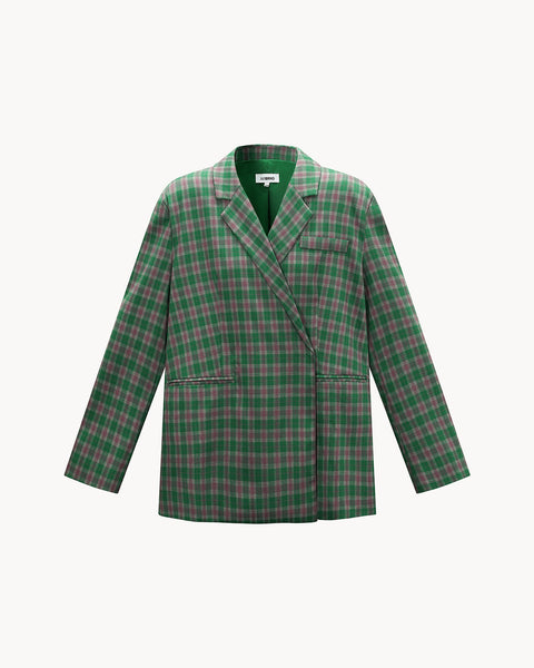 Veste à carreaux verte, coupe ample