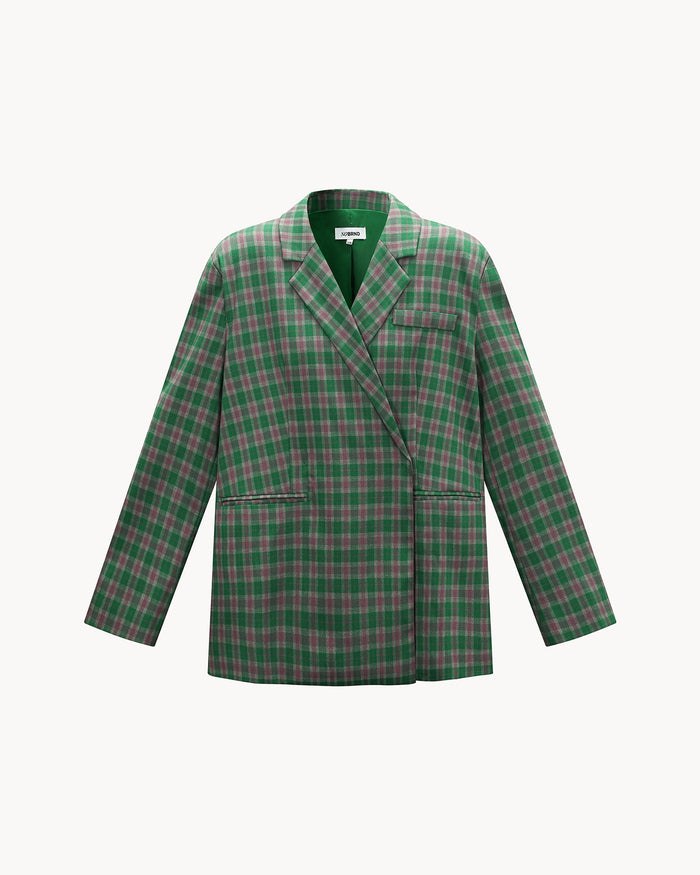 Veste à carreaux verte, coupe ample