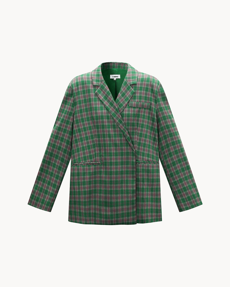 Green check jacket, relaxed fit